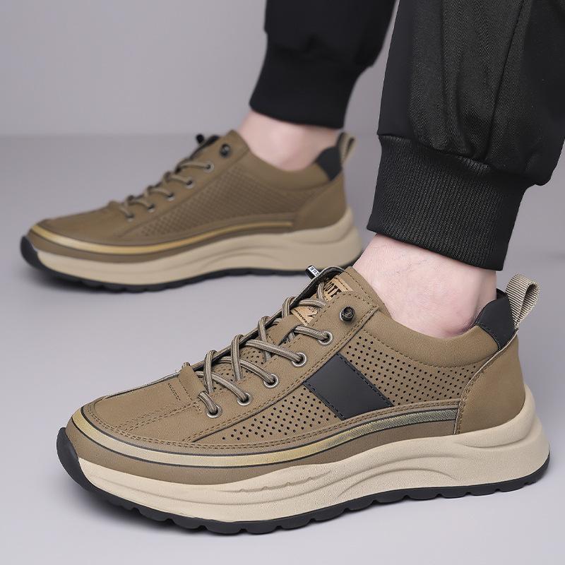 Spring New Shoes for Men Leather Casual Shoes Breathable Microporous Leisure Sport Shoes Youth Street Cool Sneaker