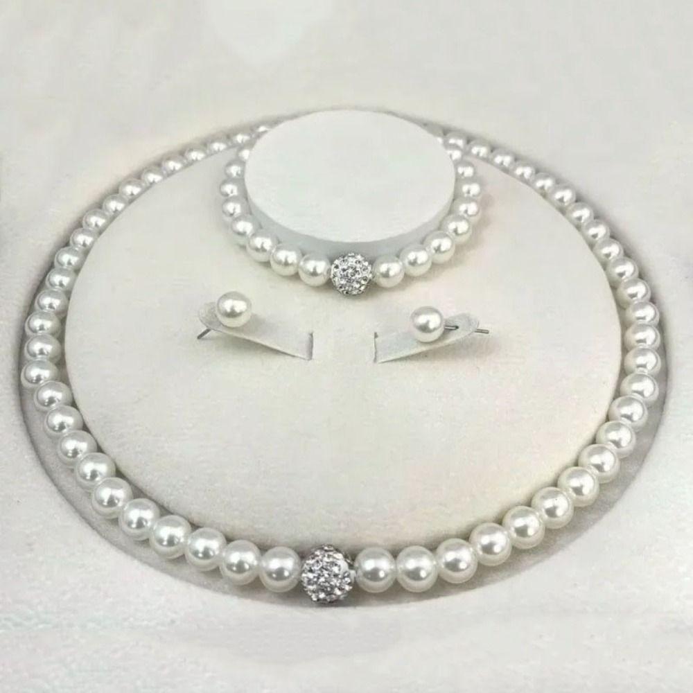 3PCS/set Elegant Imitation Pearl Jewelry Set Simple Pearl Bracelet Creative Gift