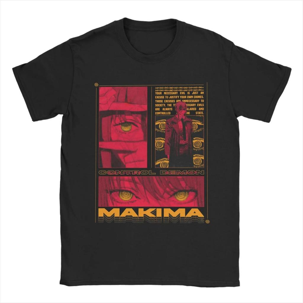 Makima Chainsaw Japanese Anime T Shirt Cool Tee Shirt Short Sleeve Round Collar T-Shirt Cotton 4XL 5XL 6XL Clothing