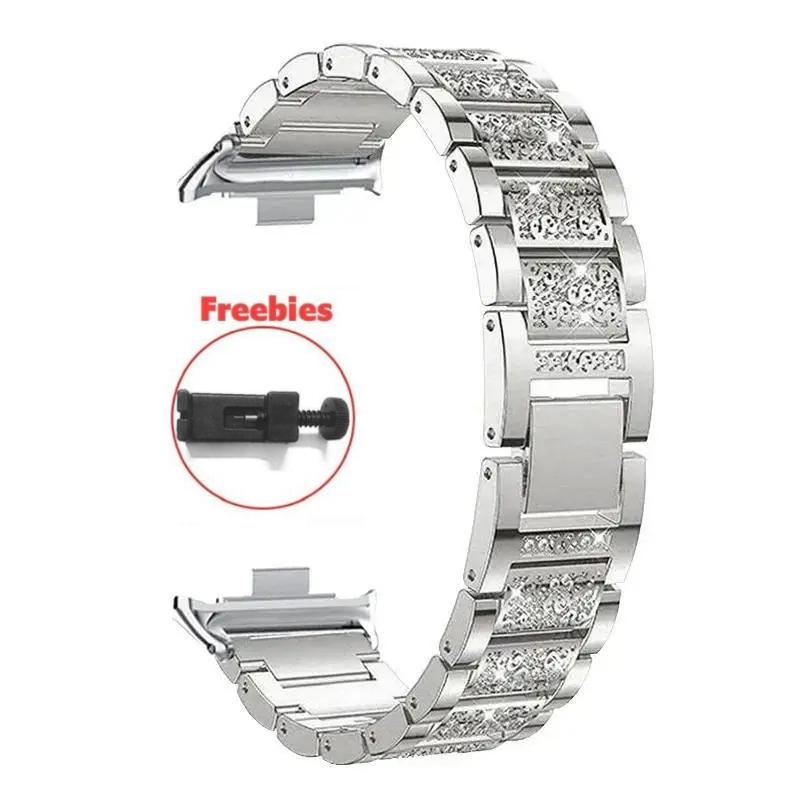 Luxury Stainless Steel Band For Redmi Watch 6 5 4 Diamond Strap For Xiaomi Mi Band 8Pro 9Pro Wristband Women Bling Bracelet Band