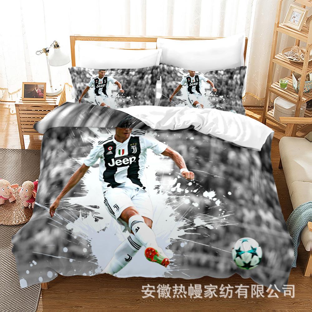 3D Three-Piece Size Football Quilt Cover Quilt Cover Home Textile