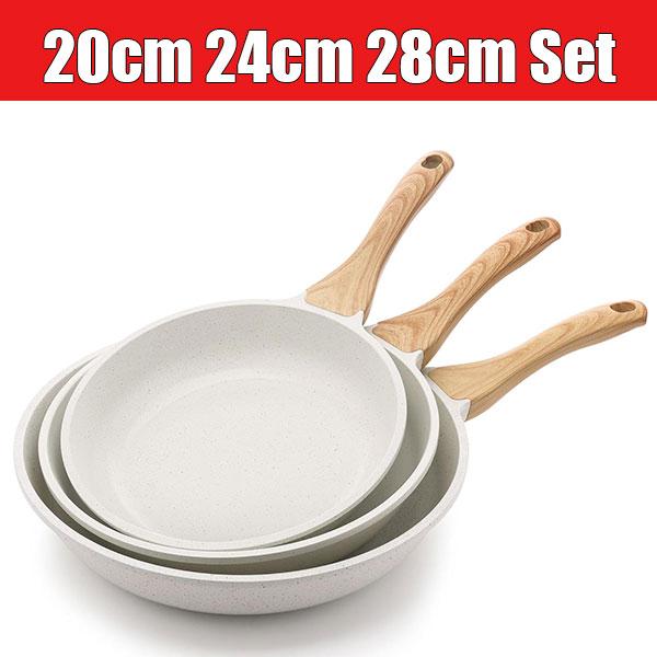 

3PCS Nonstick Frying Pan Set 20/24/28cm White Ceramic Coating Skillet Set Omelette Chef s Pans Induction Cooking Pot Cookware Four-piece Set
