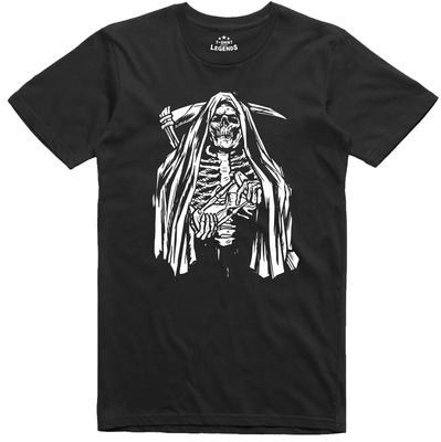 Skelett T-Shirt Sensenmann Fantasy Horror Gothic Regular Fit Baumwoll-T-Shirt