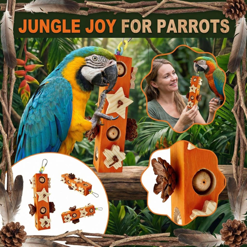 Parrot Grinding Teeth Relieving Boredom Wooden Pinecone Building Chewing Stick