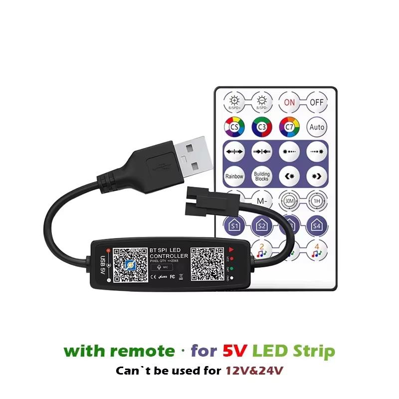 WS2812B Controller Bluetooth Music APP Control for Pixel LED Strip Light SK6812 WS2811 WS2812 Tape Lights USB 5V Remote Control