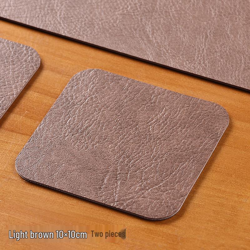 Chinese Style High-End Retro Leather Non-Slip Coaster for Water, Whiskey, and Tea Cups.