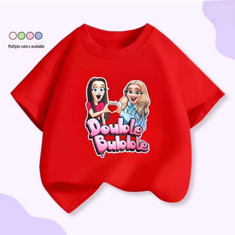 Unisex Kids Summer T-Shirt: Heart-Shaped Cartoon Print & Fun Slogan