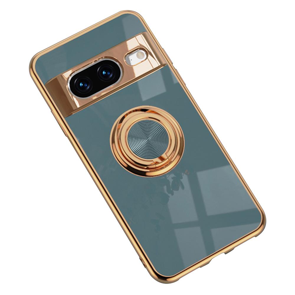 For Google Pixel 8 Case Precise Cutouts 6D Electroplating TPU Phone Cover with Ring Holder