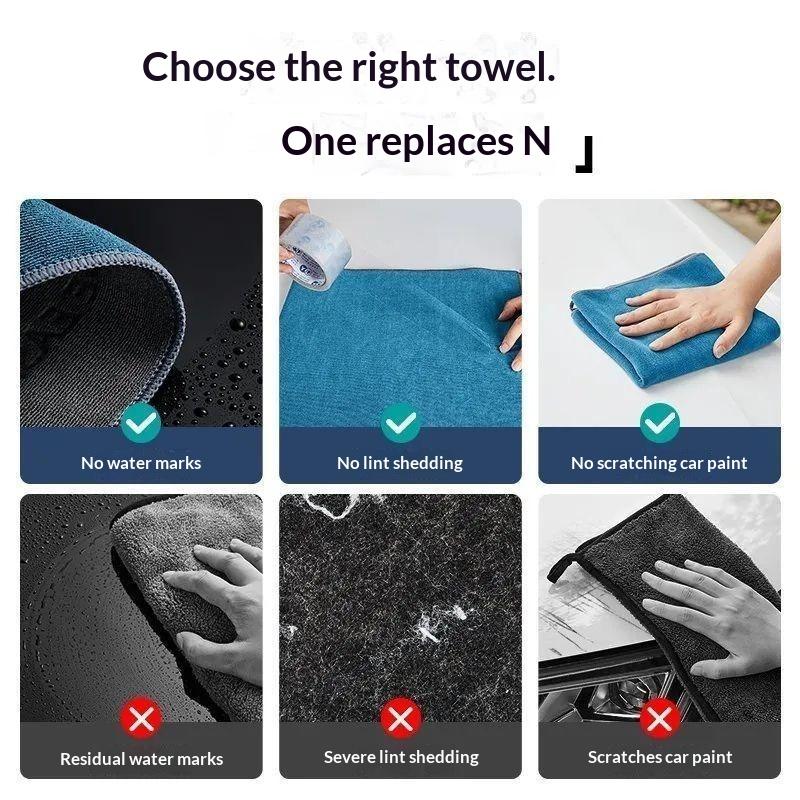 1/2Pcs Microfiber Cleaning Towel Thicken Soft Drying Cloth Car Body Washing Towels Double Layer Clean Rags Car Accessories