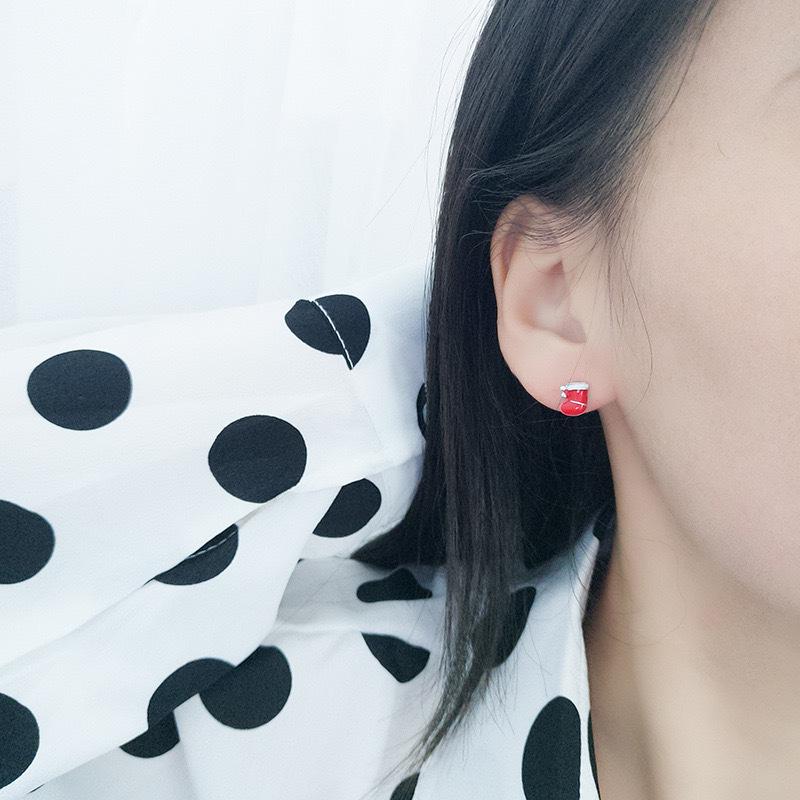 Beixi Christmas Series S925 Sterling Silver Sock Earrings - Japanese & Korean Style