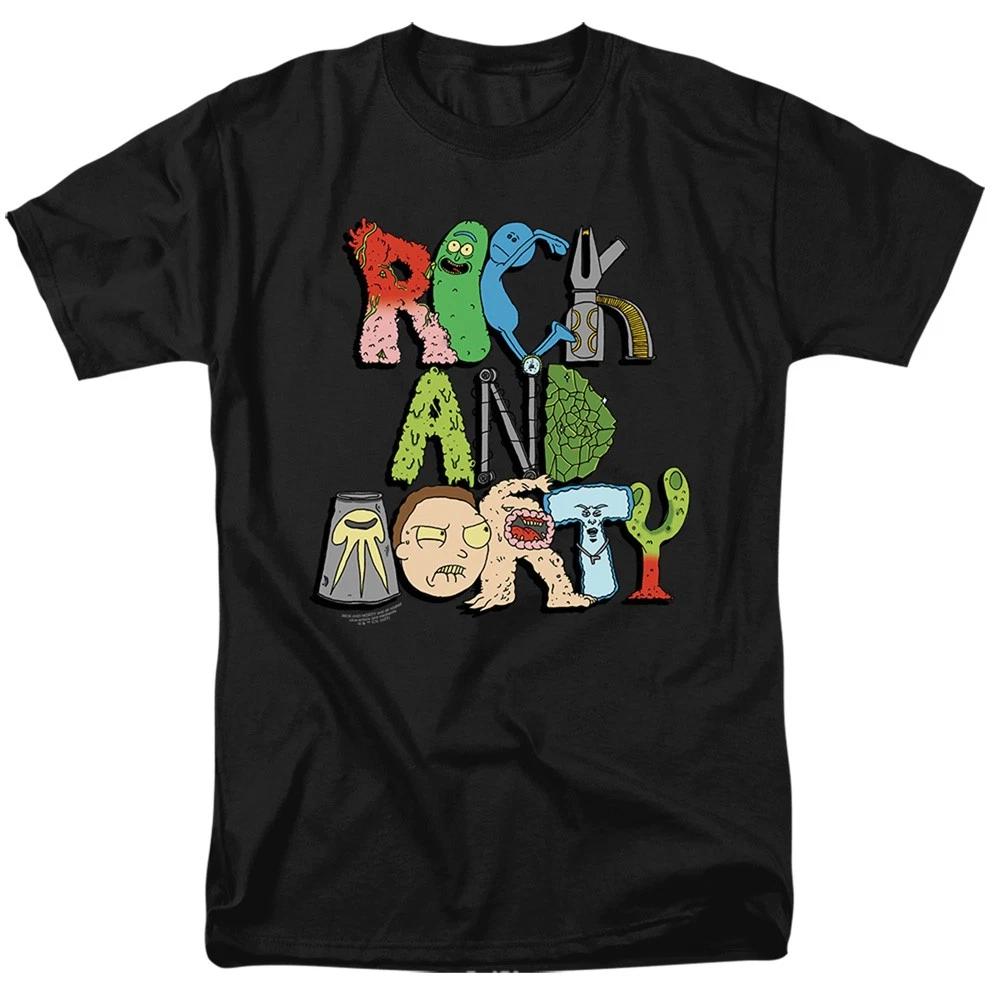 Rick And Morty - Illustrated Logo - Adult Men T-Shirt XS