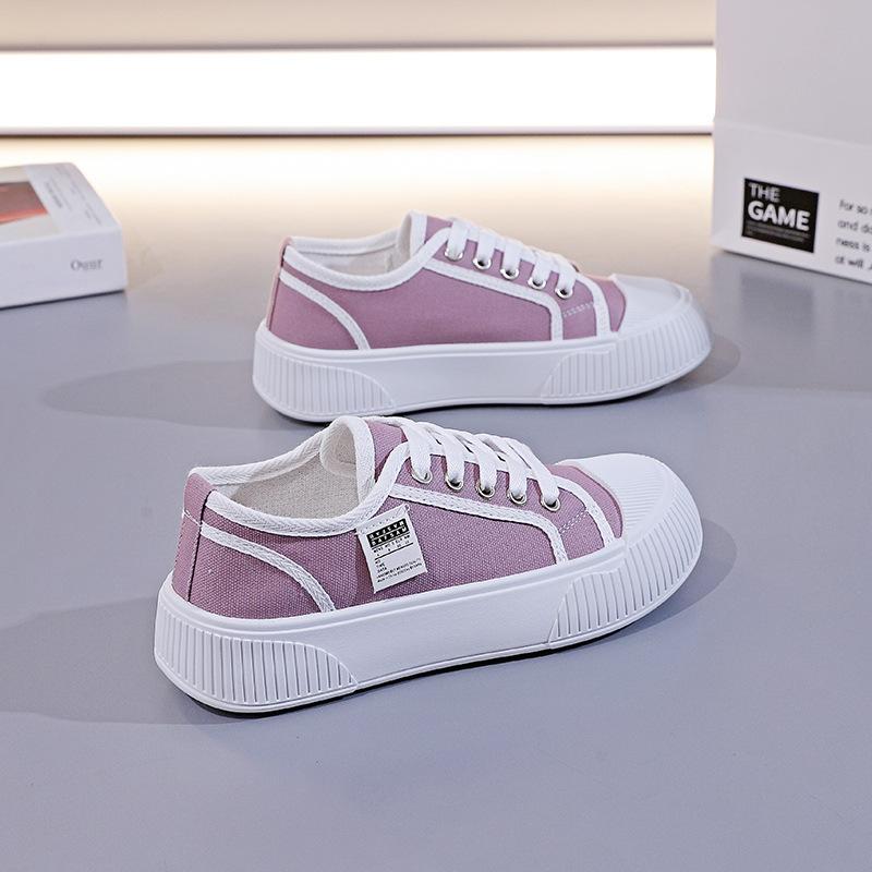 Popular canvas shoes women's spring summer autumn new Internet celebrity board shoes Korean version versatile 2025 new white shoes 133