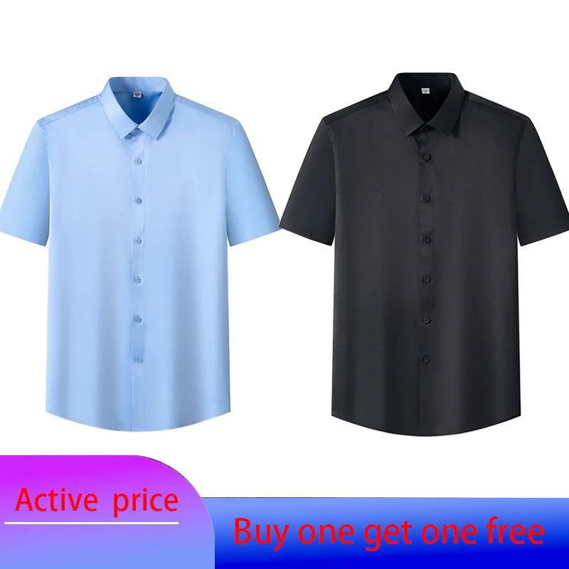 6XL Men's Short Sleeve Shirt Summer New Style Ice Silk Ice Feeling High Quality Large Size No Iron Business and Leisure