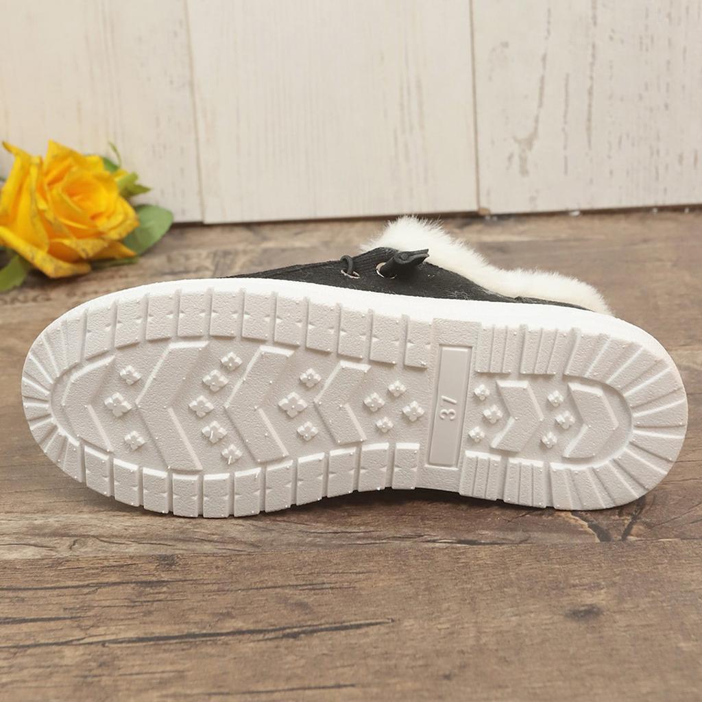 Fashion Aphixta Furry Warm Flats Shoes Women Cotton Fabric Blue Loafers Shoes Woman Flat With Student Footwear Size 43
