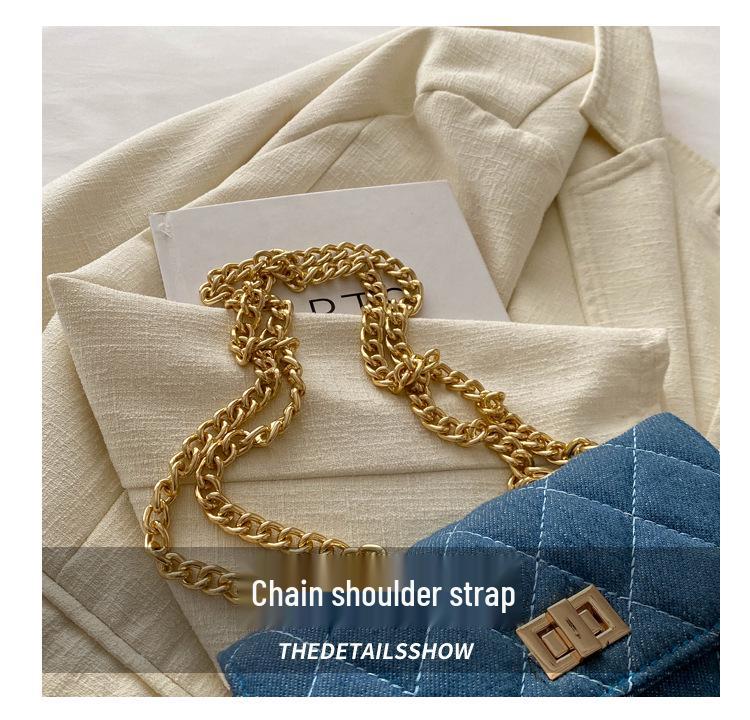 2024 Women's Versatile Denim Canvas Crossbody Bag with Diamond Chain