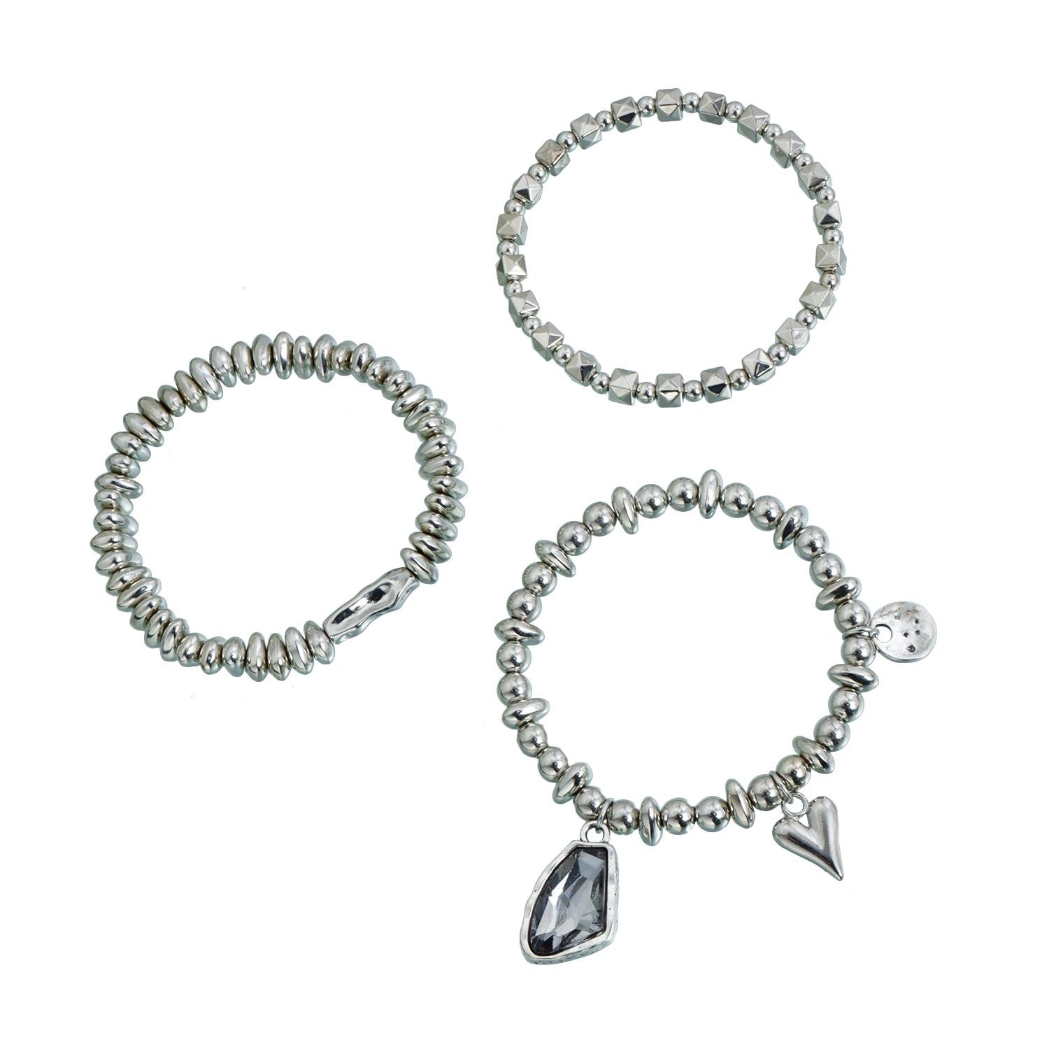 

Винтажный браслет на руку с жемчугом и бусинами, двойной слой, потертый, модный дизайн, черные бриллианты, эластичный 2