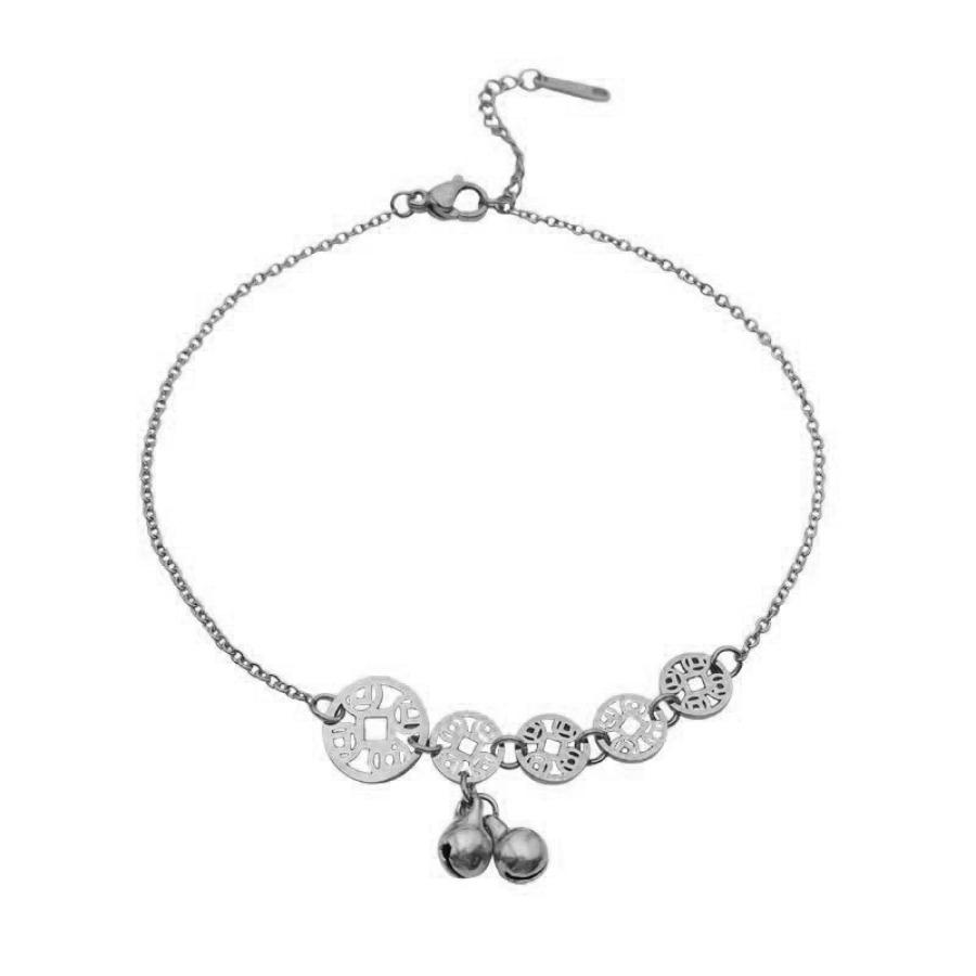 Titanium Steel Vintage Coin Anklet for Women, No Need to Remove While Bathing, Convenient and Simple, Light Luxury Niche Design Leg Chain