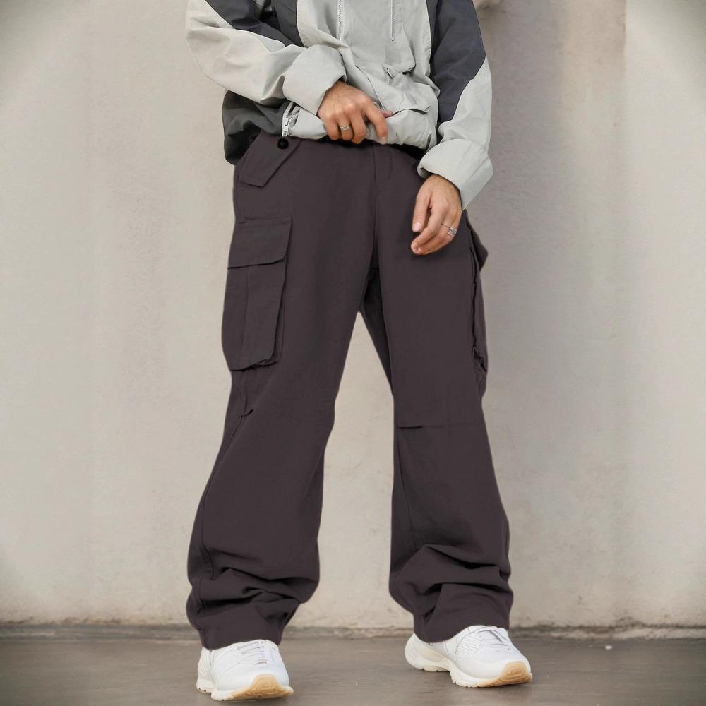 

Classic Design Multi Flap Pockets Cargo Pants Men s Loose Fit Drawstring Cargo Pants for Skateboarding Street Outdoor Camping XXL кофейный