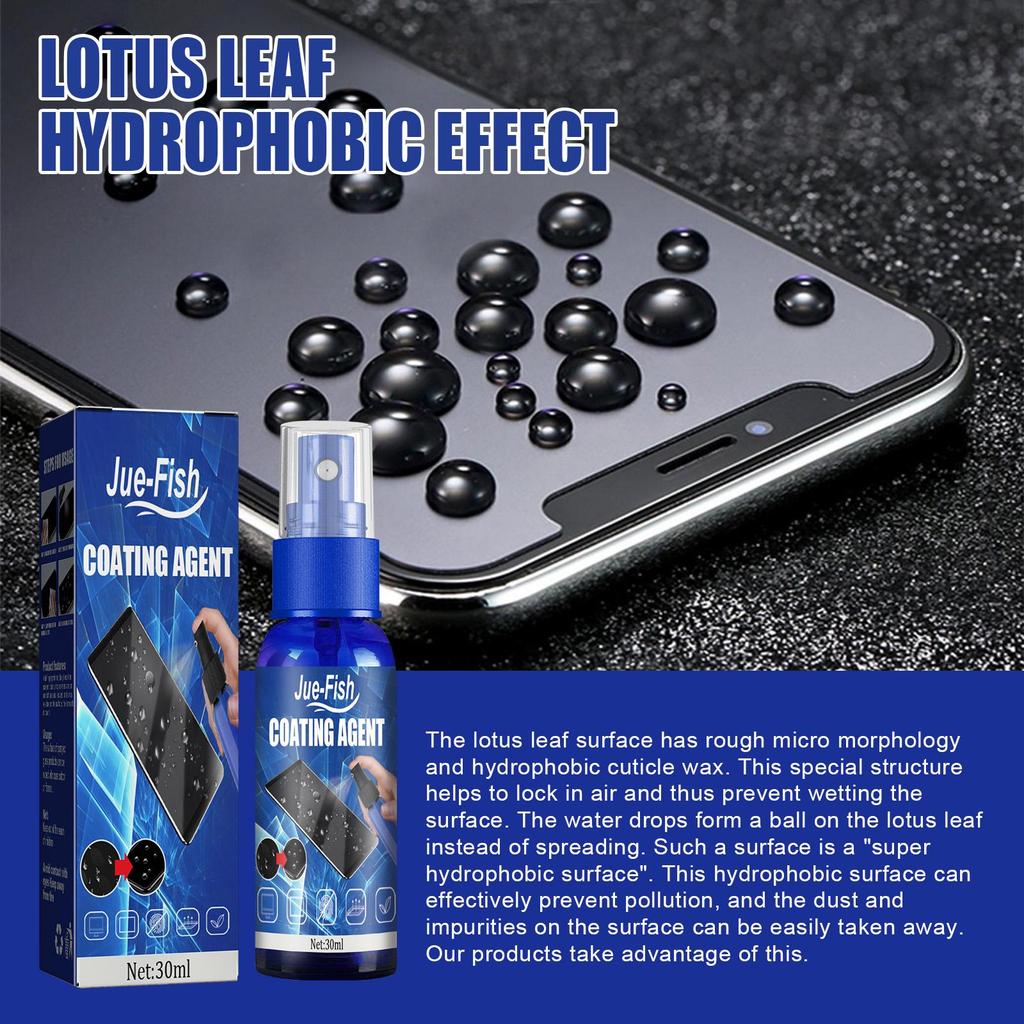Jue-Fish Screen Coating Agent, Mobile Phone Screen Cleaning Liquid Anti-fingerprint Cleaner Glass Hydrophobic Oleophobic Coating Liquid