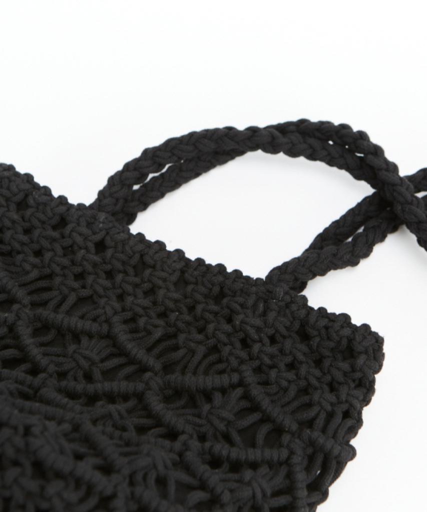 Maia Handcrafted Macrame Shoulder & Tote Bag - Black
