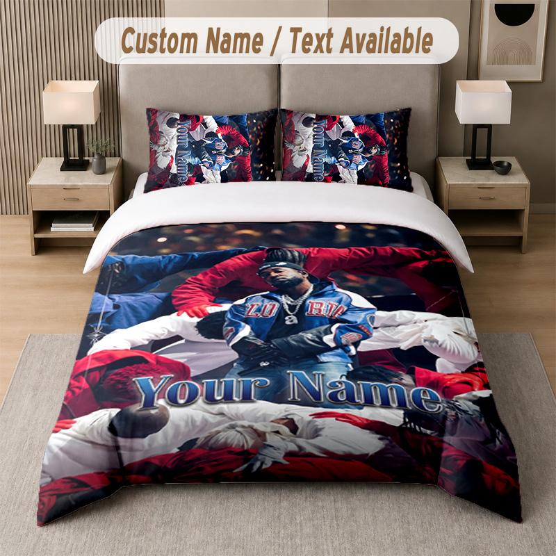 Set Biancheria da Letto 3 Pezzi Kendrick Lamar, Testo Personalizzato con Nome, 1 Copripiumino e 2 Federe per Camera da Letto