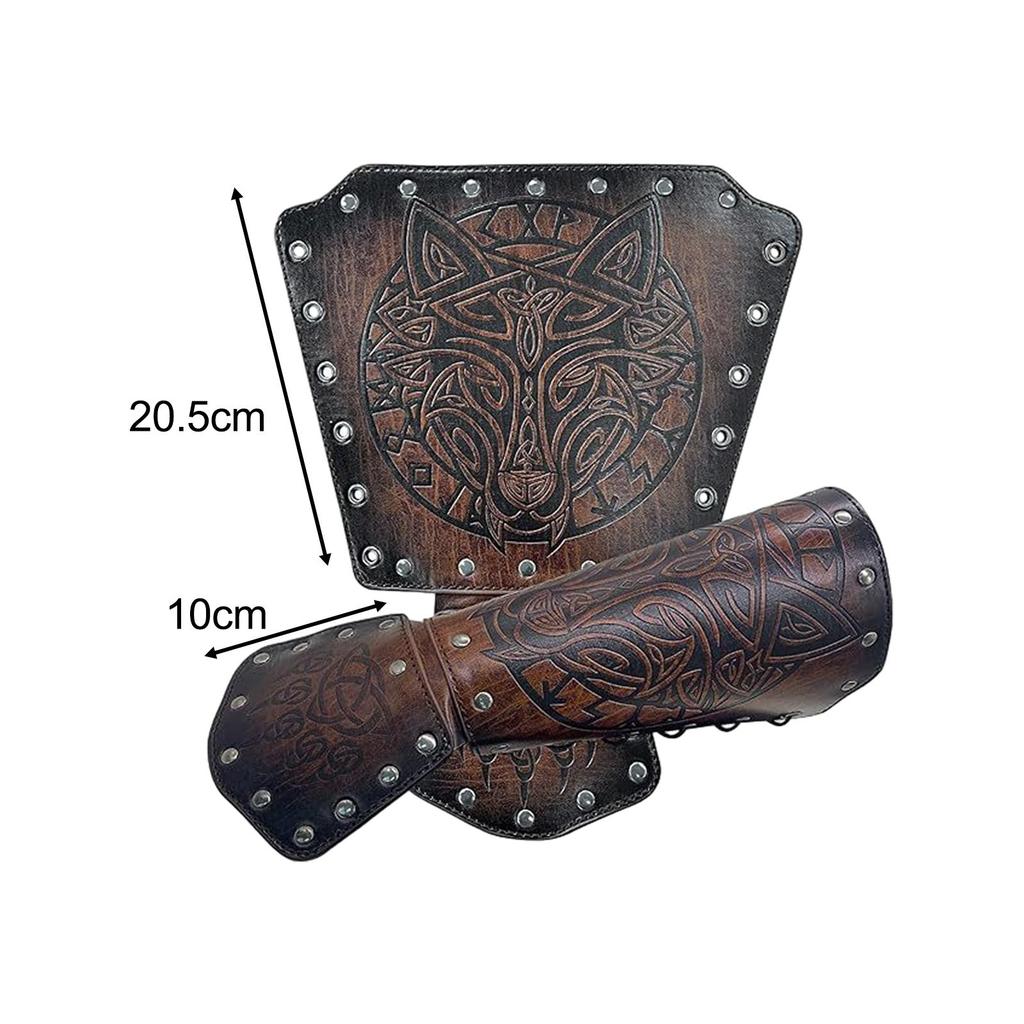 Medieval Arm Bracers Multifunction Wrist Guard PU Leather Wristband for Fancy
