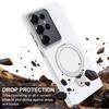 For Samsung Galaxy S24 Ultra Magnetic Case Rotating Ring Kickstand TPU + PC Back Cover