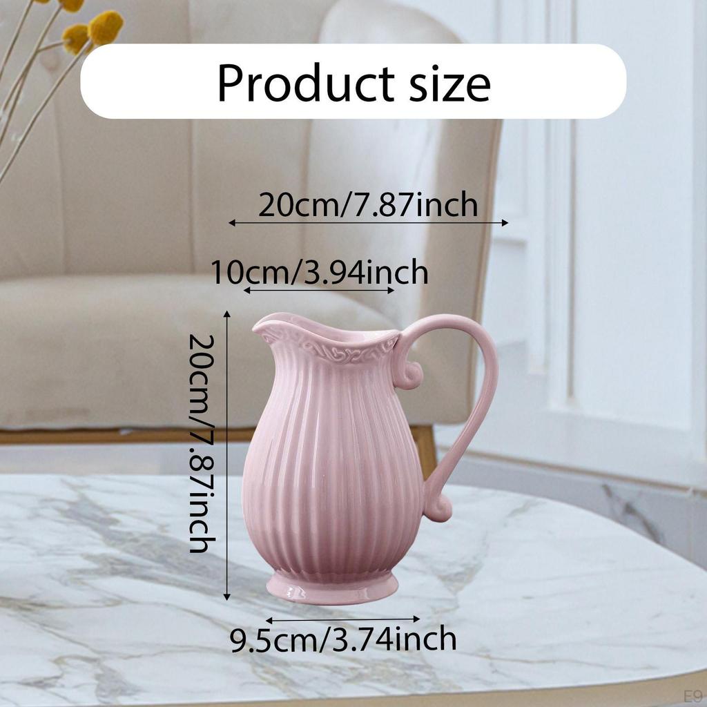 Keramikkrug Vase Pflanztopf Bauernhaus mit Griff Innen Dekokrug Blumenhalter für