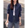 Basic House Retro Blue Denim Shirt Jacket for Women
