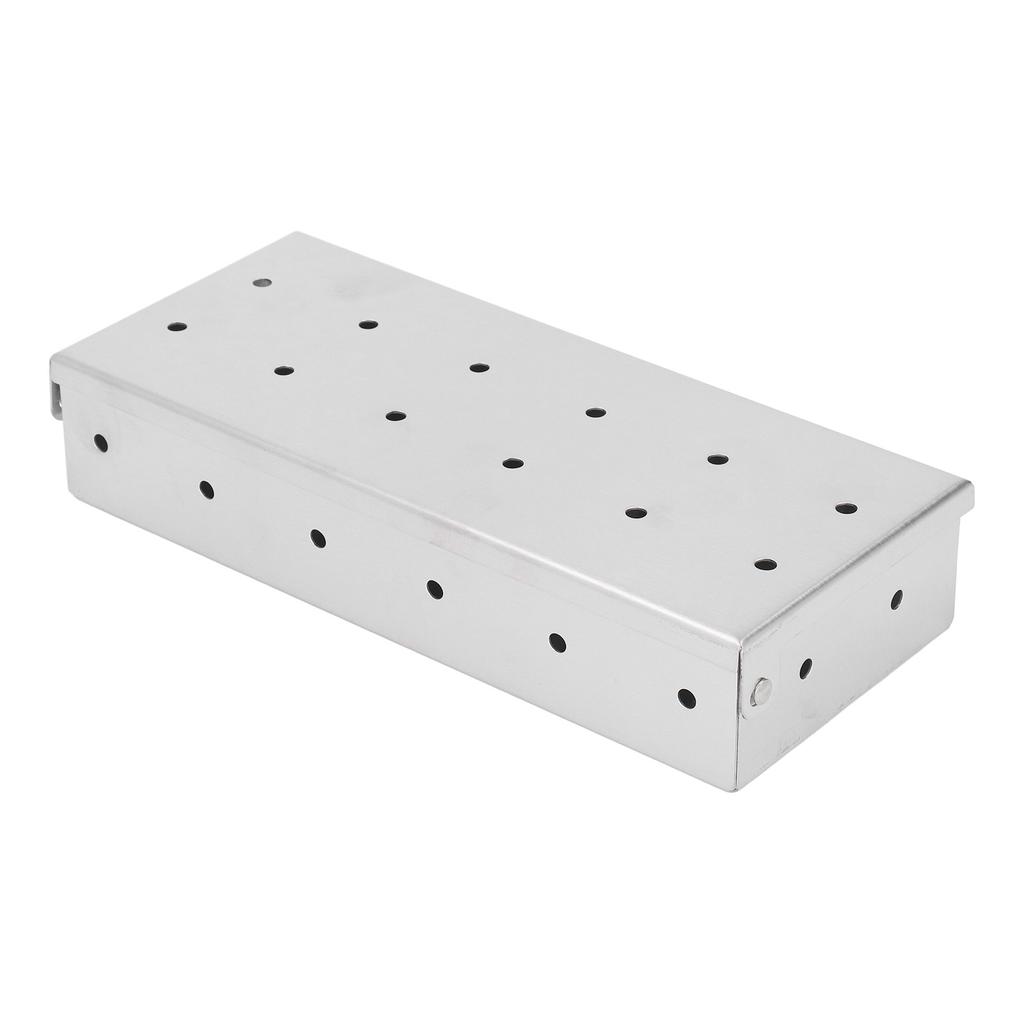 Stainless Steel Smoker Box Wood Chip Smoker Box BBQ Smoke Box with Vented Lid Add Smoked BBQ Flavor Hinged Lid Grill
