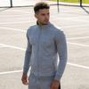 Men Zip-up Sweatshirt Mock Neck Long Sleeve Jacket Solid Color Full Zip Casual