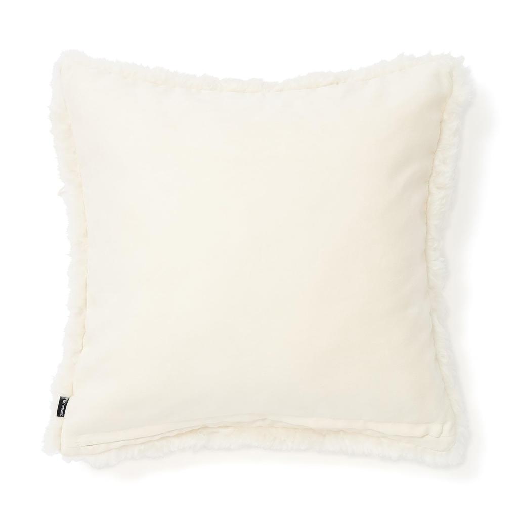 Poszewka na poduszkę z futra Francfranc, 45cm x 45cm, Kość słoniowa (E-010)
