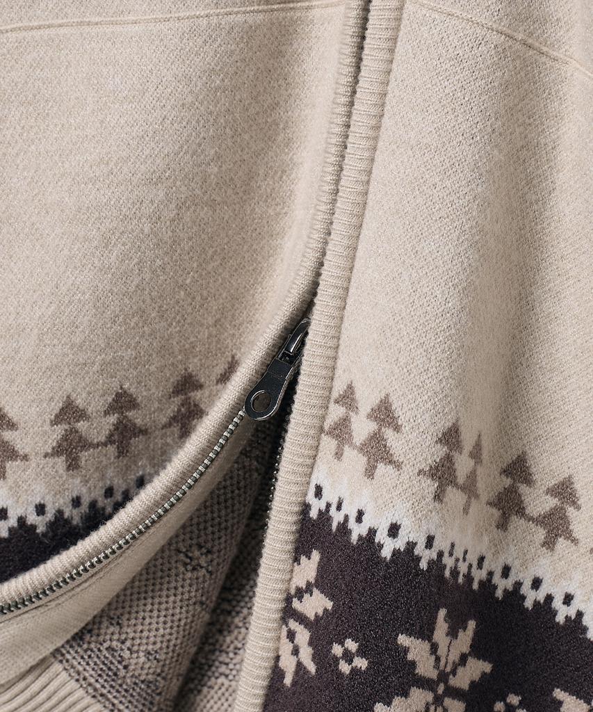 Dimitri Black 2Way Essential Heavyweight Nordic Cardigan_Hood Beige