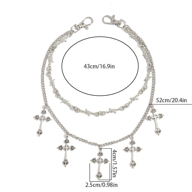 Punk Mehrschichtig Metall Stern Kreuz Anhänger Hosenkette Hip Hop Taille Schlüsselanhänger Jeans Kette Damen Trendiger Schmuck Zubehör Geschenke