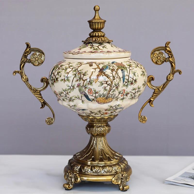 American Light Luxury Ceramic Painting Tank Creative Living Room Storage Bottles Personality Porch Jars Decoration Ornaments