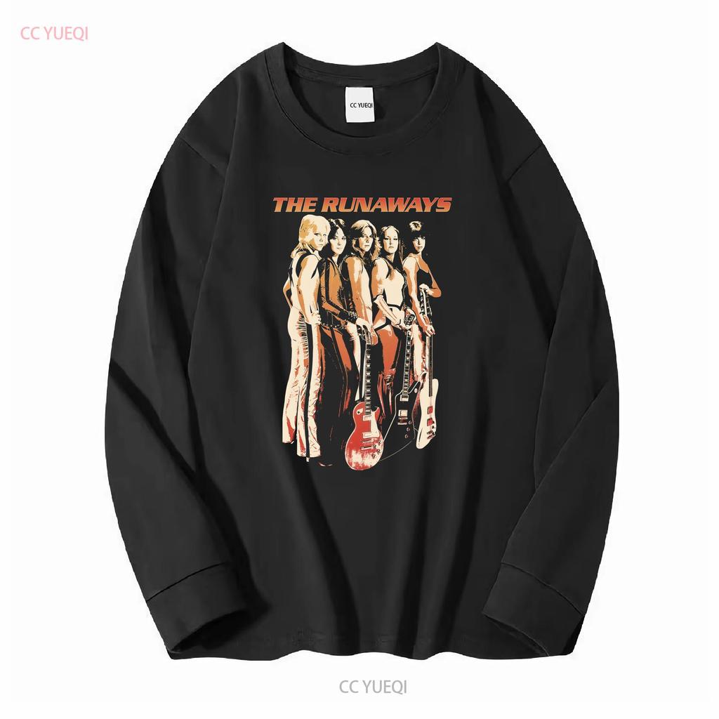 Maglietta The Runaways Nera per Fan B101014 vintage Lavata Comoda abbigliamento firmato Versatile Leggermente Morbida Casual