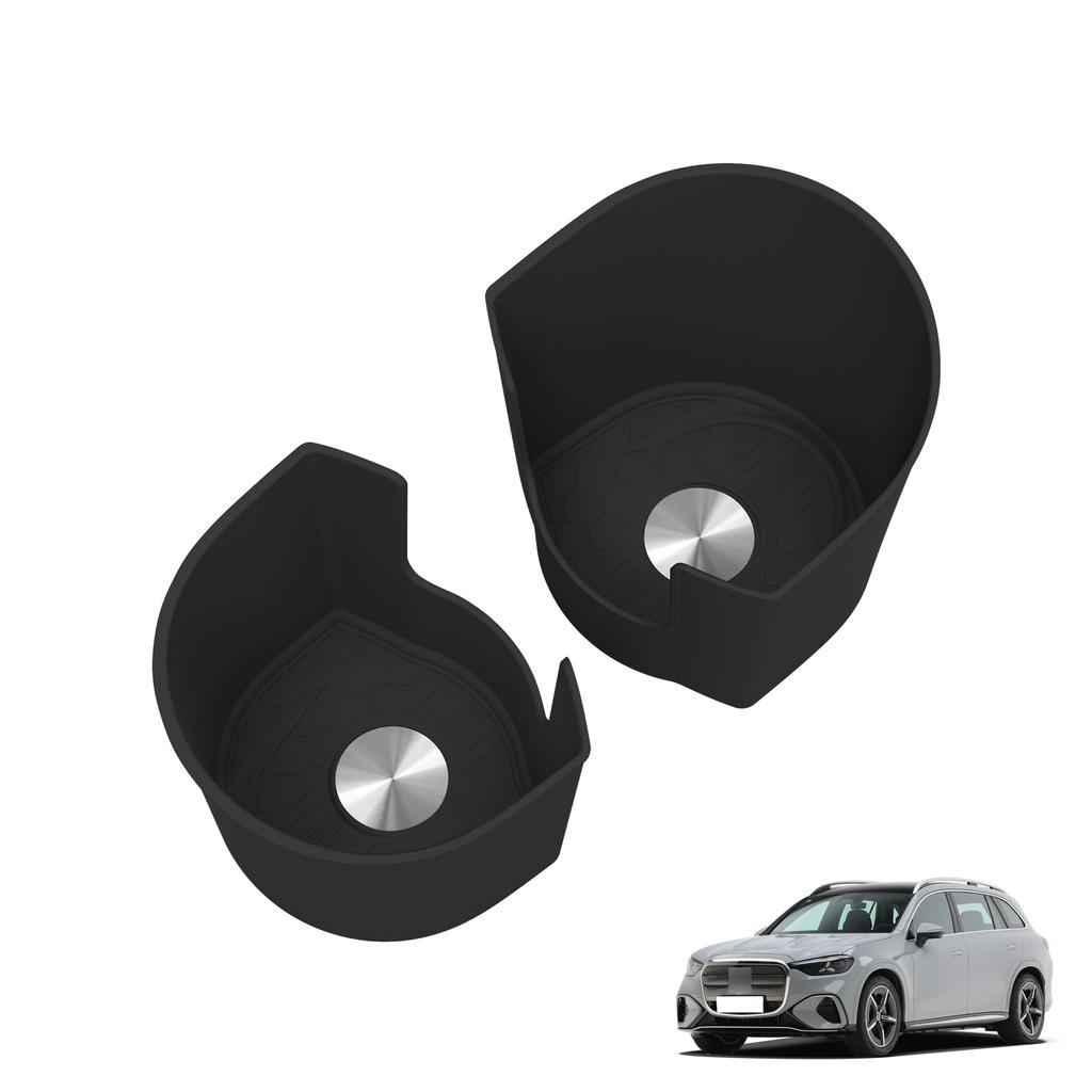 Smabee Left Drive for Mercedes-Benz GLC Electric 2026+ Center Console Cup Holder Insert Drinks Tray Silicone Accessories Black