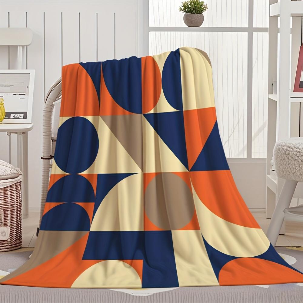 1 Modern Geometric Pattern Blanket, Made Of Polyester, Machine Washable, Suitable For Sofas, Beds, Camping, And Travel.