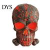 Glowing Skull Ornament USB Gothic Lamp for Halloween, Light-up Black Red Creepy Ambient Lighting Figurine, Resin Skeleton Head Statue Desk Decor