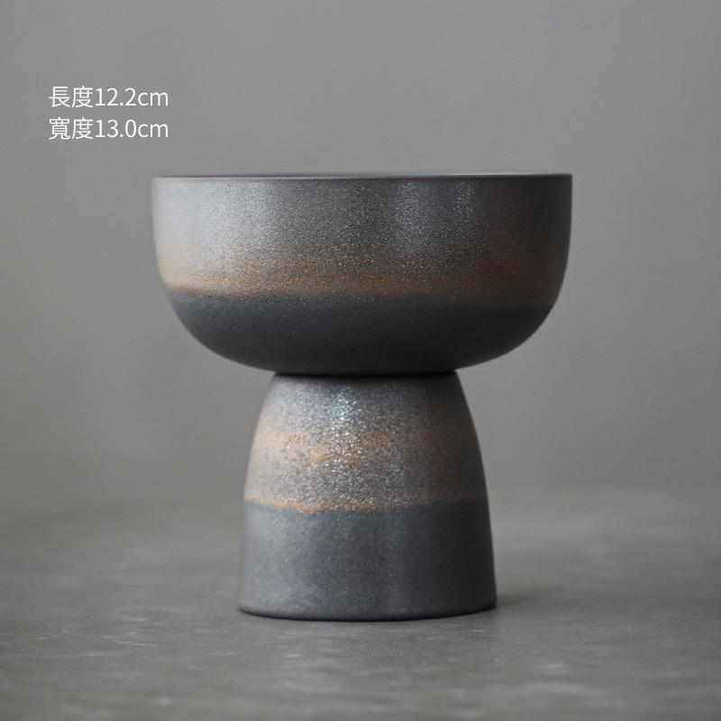 

Japanese Handmade Ceramic Fruit Plate and Saucer Vintage Ceramic Tall Tea Dish Tea Table Decoration Dried Fruit Tray