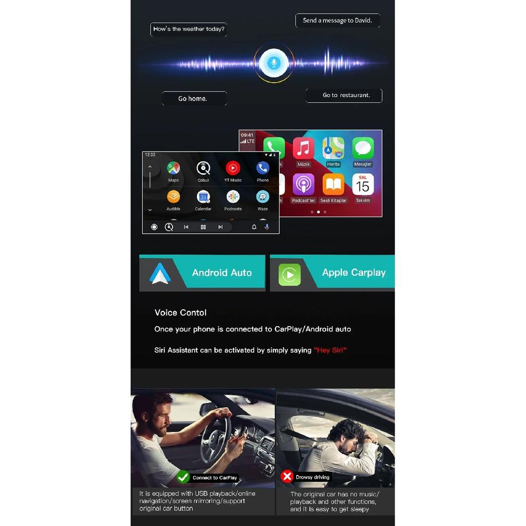 AUTOABC Wireless Carplay Android Auto adapter for Mercedes benz A B C W205 W176 GLA GLC GLE GLE CLA GLS NTG5.0 2015-2018