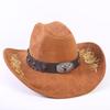 Popular European and American Classic Suede Western Cowboy Hat Men's and Women's Big Brim Embroidered Outdoor Sun Hat