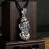 Silver Ruyi Pixiu Pendant, Unisex Braided Rope Necklace, Pikachu Sweater Chain Pendant, Vintage Ethnic Style Wear Accessory