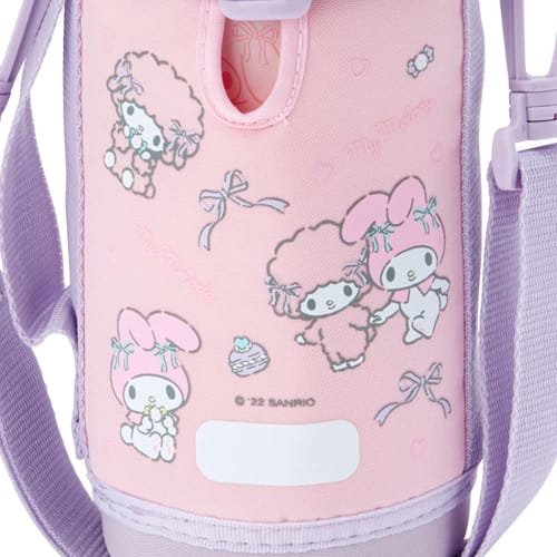 Sanrio Children's Water Bottle, Approx. 620ml (with Cup and Inner Cap), Approx. 670ml (with Cap Unit), 2-Way Stainless Steel Bottle with Pouch, My Mel