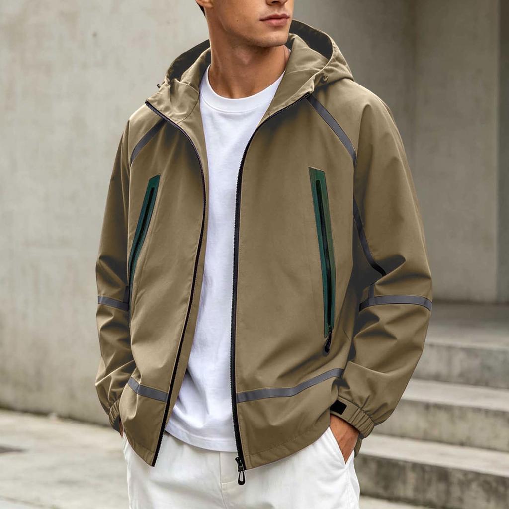 Men's Hooded Reflective Jacket for Spring and Fall Outdoor Activities