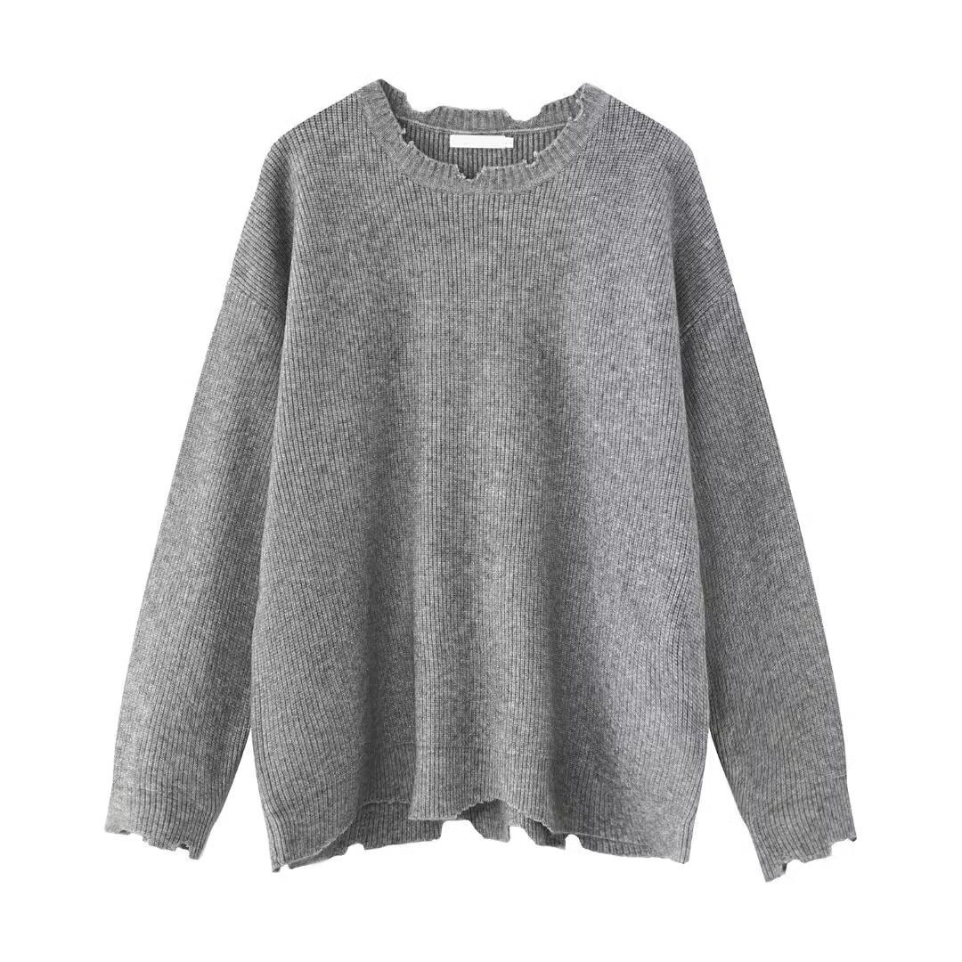 

Men s Gray Distressed Wool Sweater - Trendy Autumn/Winter Cool and Casual Loose Knit Base Layer M сірий колір