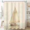 Vintage Style Sailboat Printed Shower Curtain Waterproof Bath Decoration for Home Bathroom Decorations White