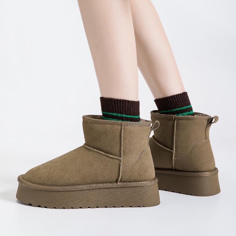 New Thickened and Fleece Snow Boots, Warm Cotton Boots, Versatile and Anti-slip Bread Cotton Shoes