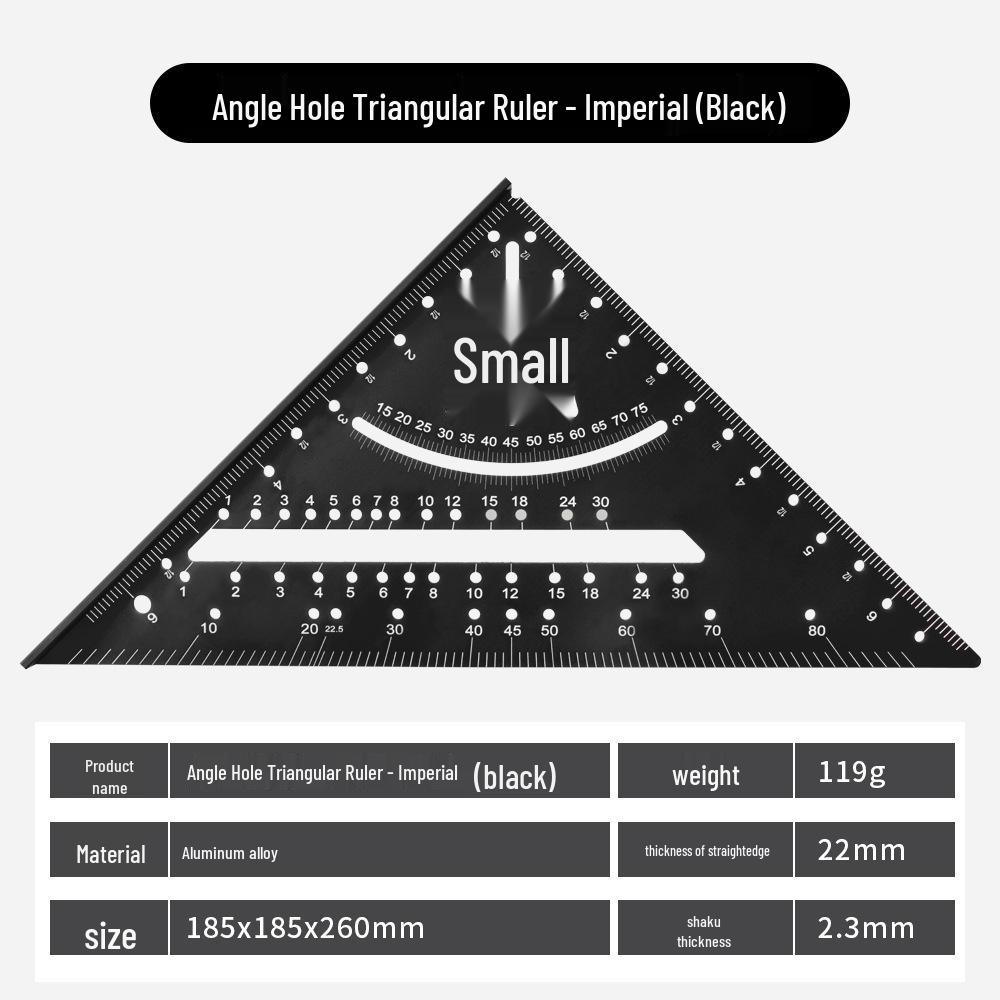 7" Aluminum Alloy Woodworking Try Square - 90° Metric/Imperial Right Angle Ruler