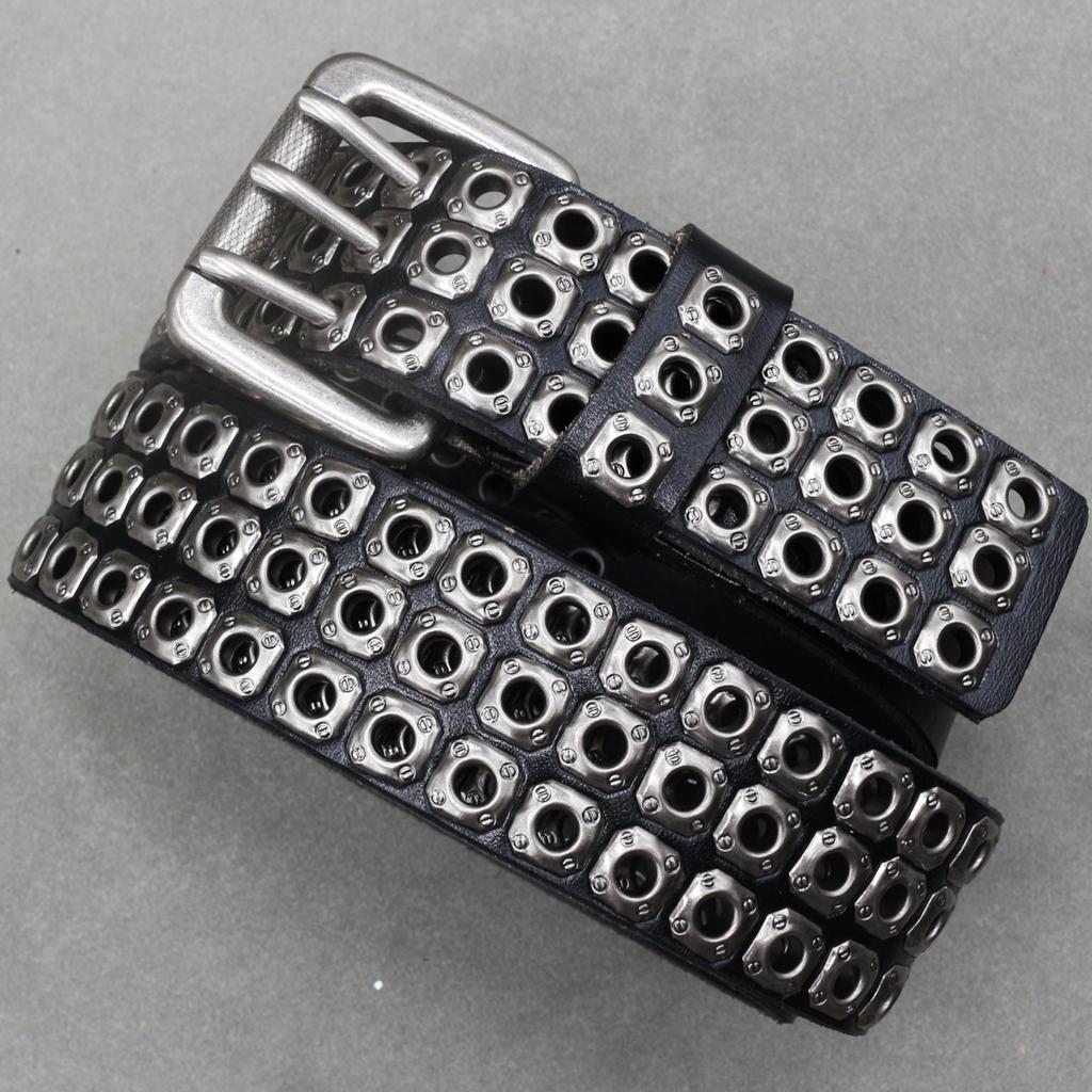 Metal Rivet Belt Luxury Designers Men Rivet Punk Belt Cow Genuine Leather Cintos Masculinos Male Women Rock Hip Hop Strap Waist